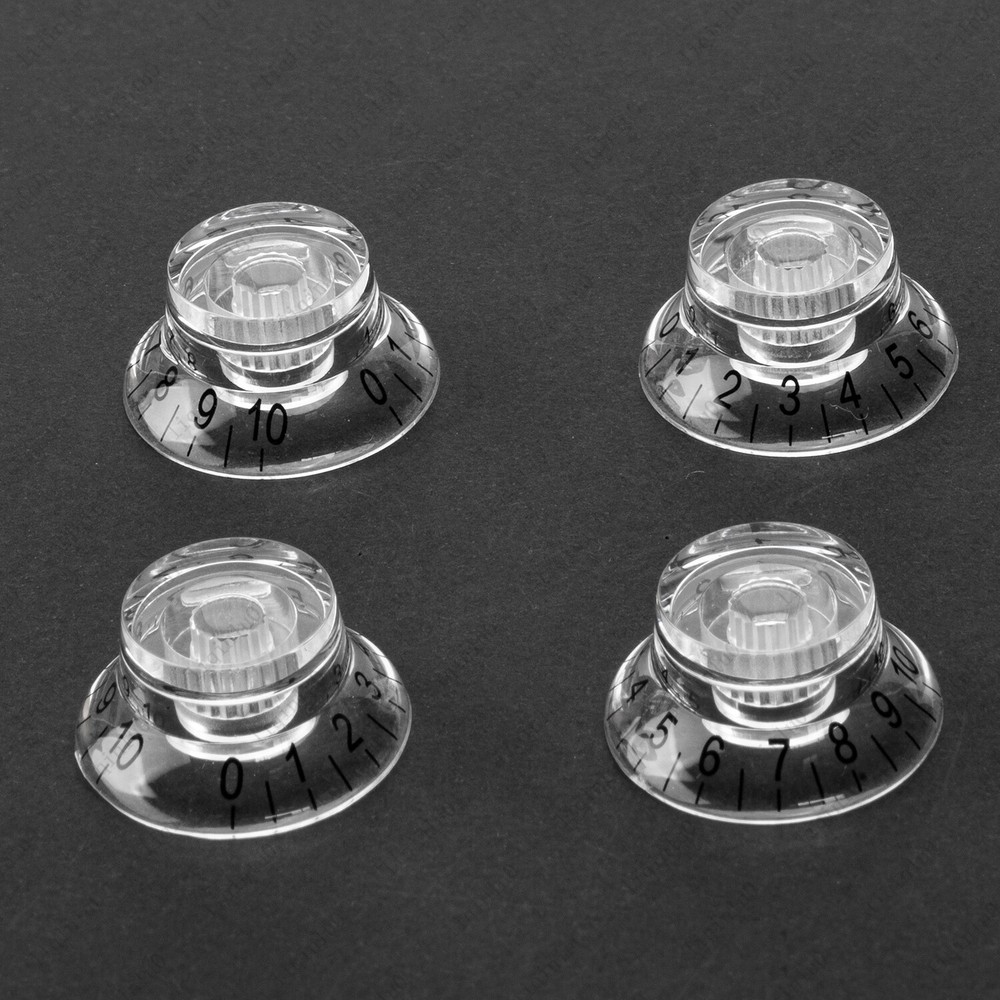 4 Pcs LP 50s Style Control Knobs Clear Speed Top Hat Bell Knobs For SG Les Paul