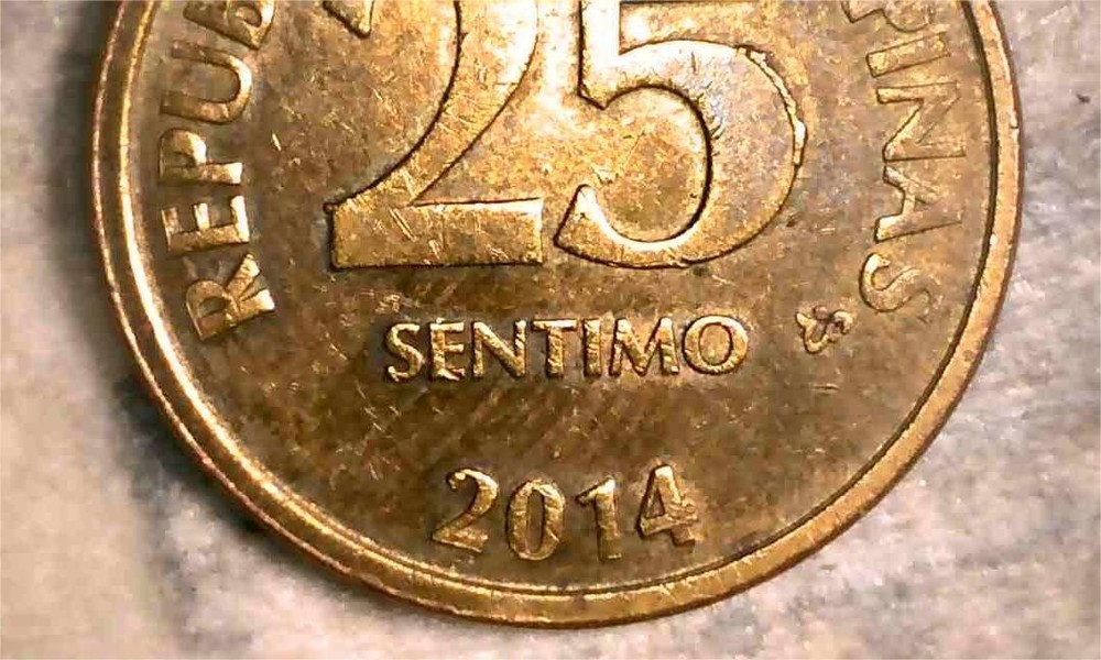 PHILIPPINES 25 SENTIMO 2014 DOUBLE DIE ERROR