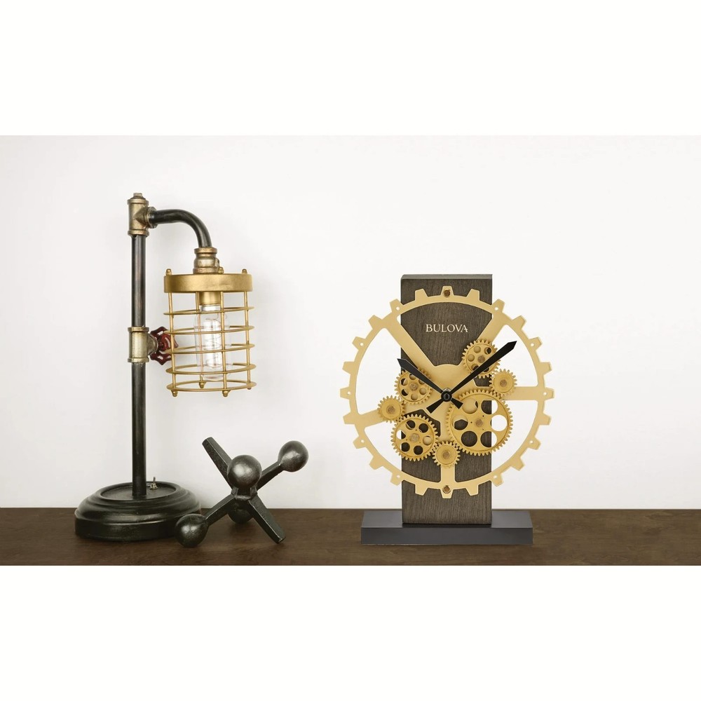 Bulova Tabletop Clock Moving Cogs Accent, Quartz Clock