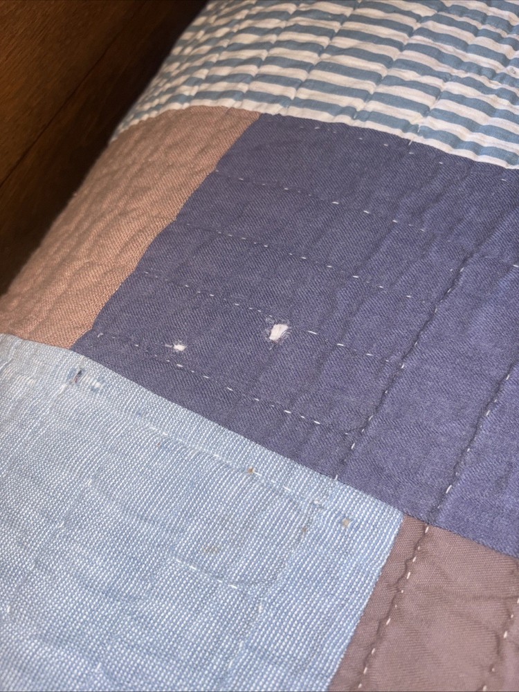 Vintage Hand Quilted Patchwork Quilt Primitive Full 1940s