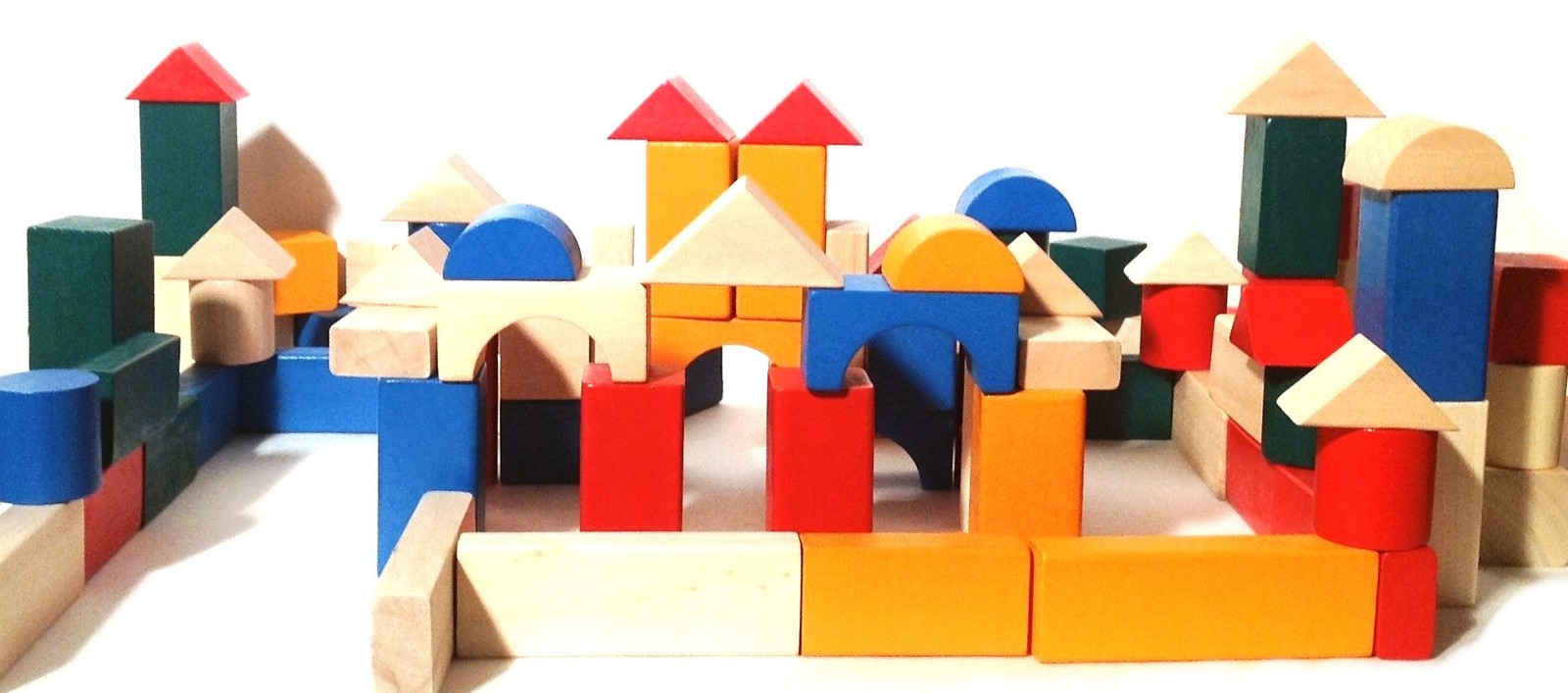 Wooden Shaped Blocks Set 98pcs