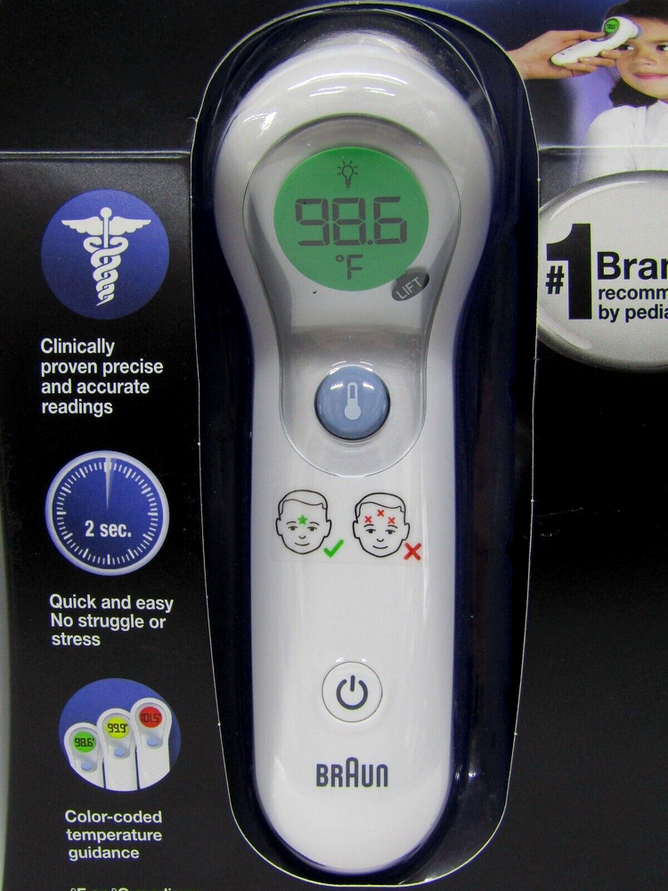Braun No Touch Forehead Thermometer Color Coded Temp NTF3000CN - SEALED