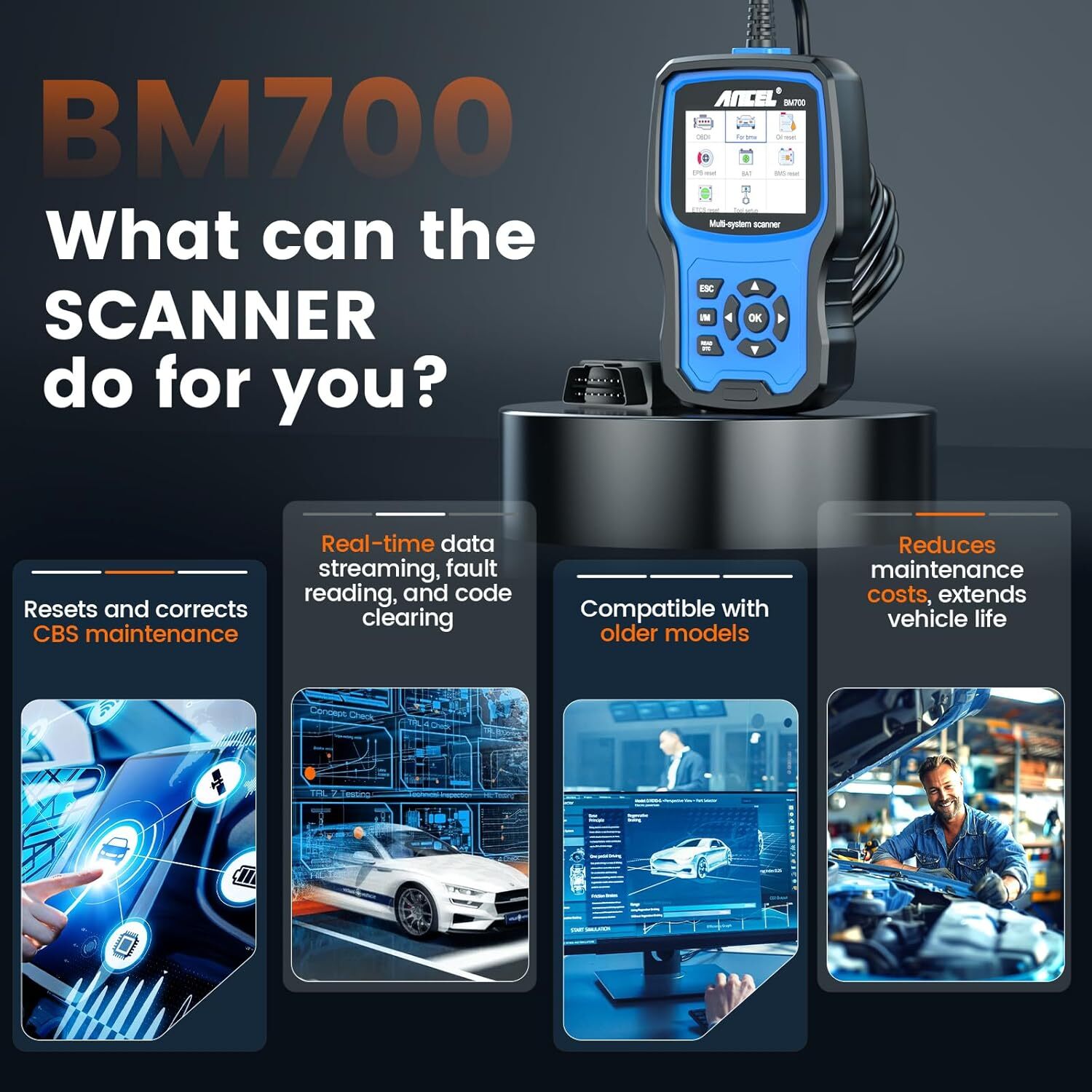 Ancel BM700 For BMW Full System OBD2 Diagnostic Scanner ABS SRS EPB TPMS BMS OIL