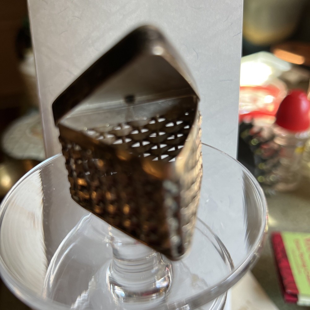 Basket Weave Triangular Pill Box Sterling Silver 1950