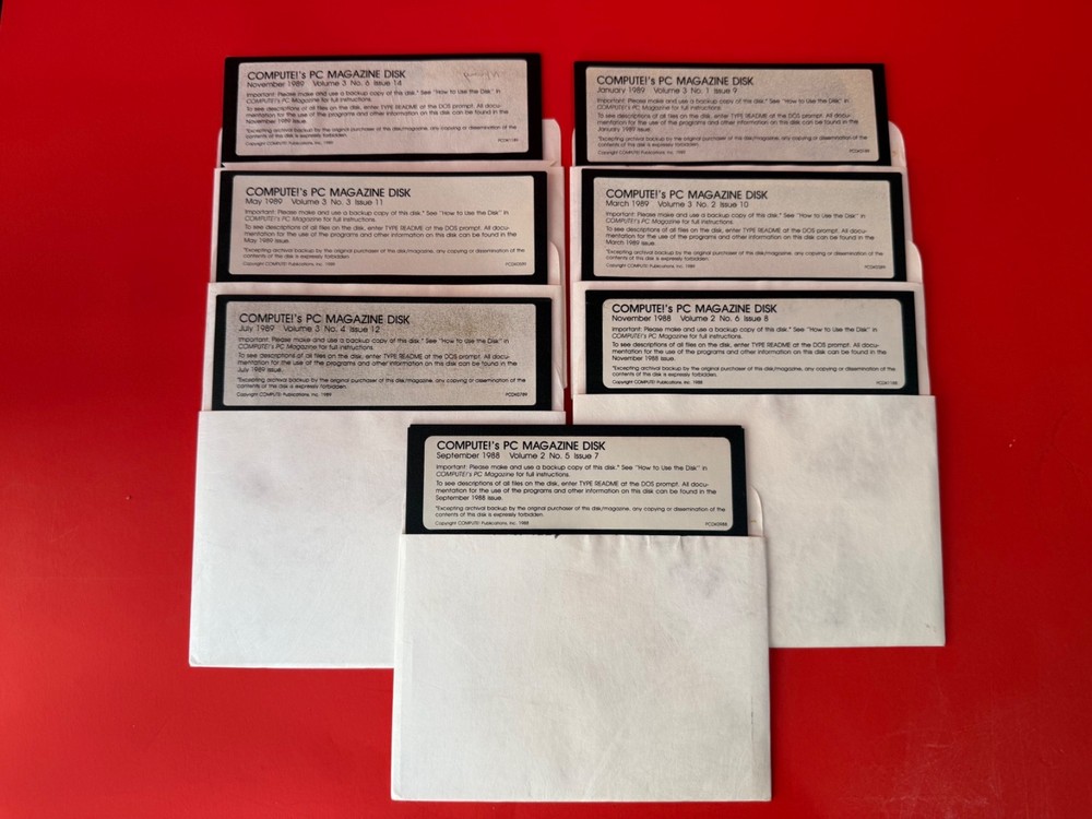 Compute PC Magazine 7 Disk Set 5.25" Diskettes Software PC