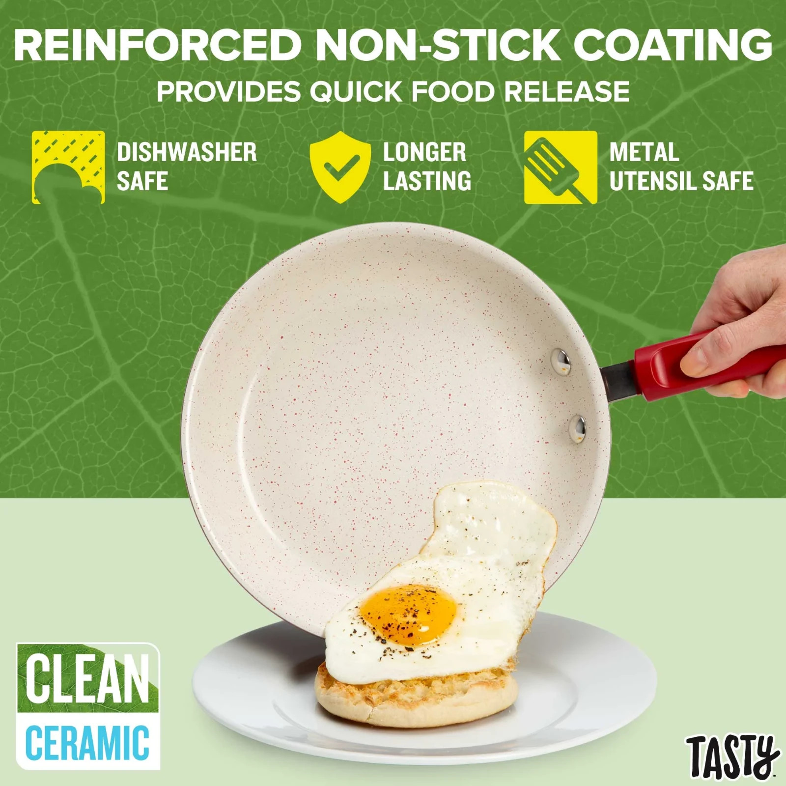 Clean Ceramic 8" Non-Stick Aluminum Fry Pan, Red