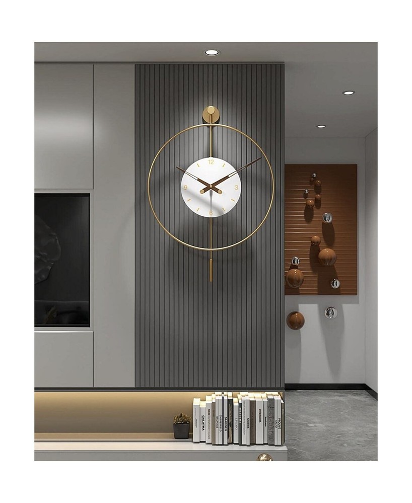 SHISEDECO Classical Large Pendulum Wall Clock, Decorative and Metal Frame, wi...
