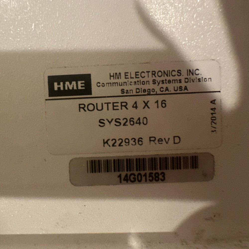 HME SYS2640 Intercom Router