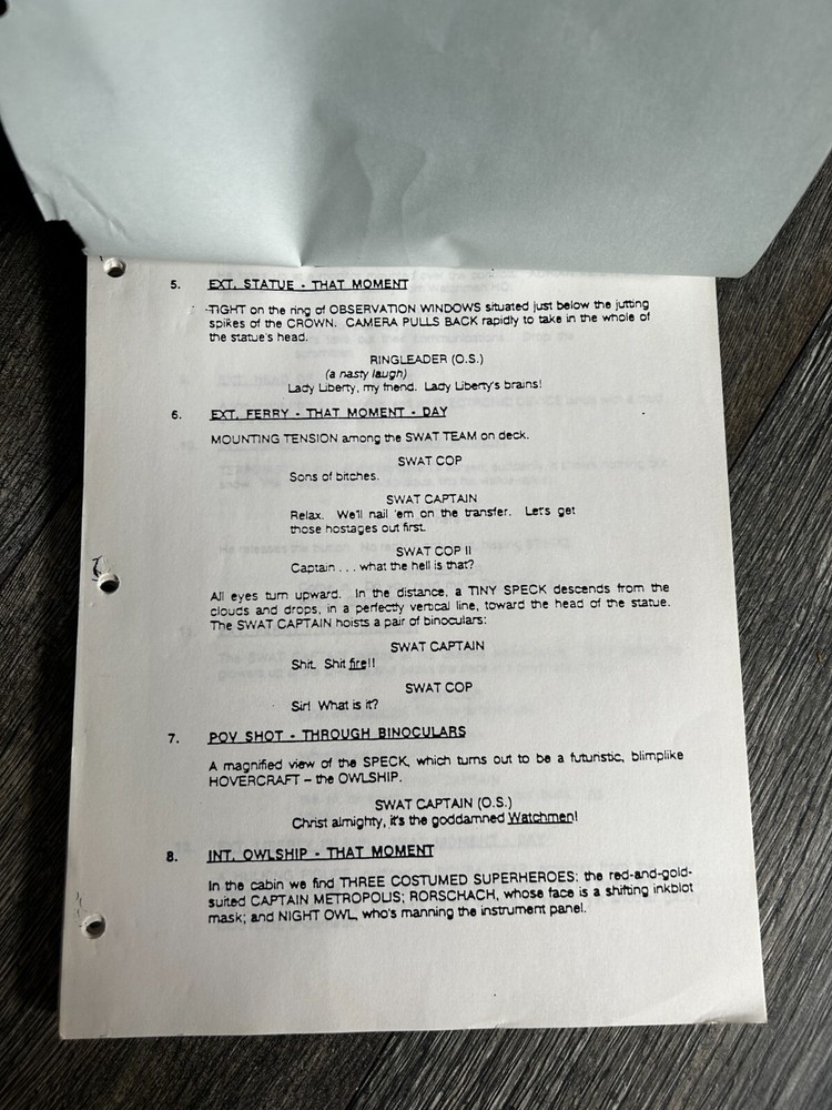 WATCHMEN Script Movie Screenplay Sam Hamm 1stDraft 1988 missing 1st pg DC Comics