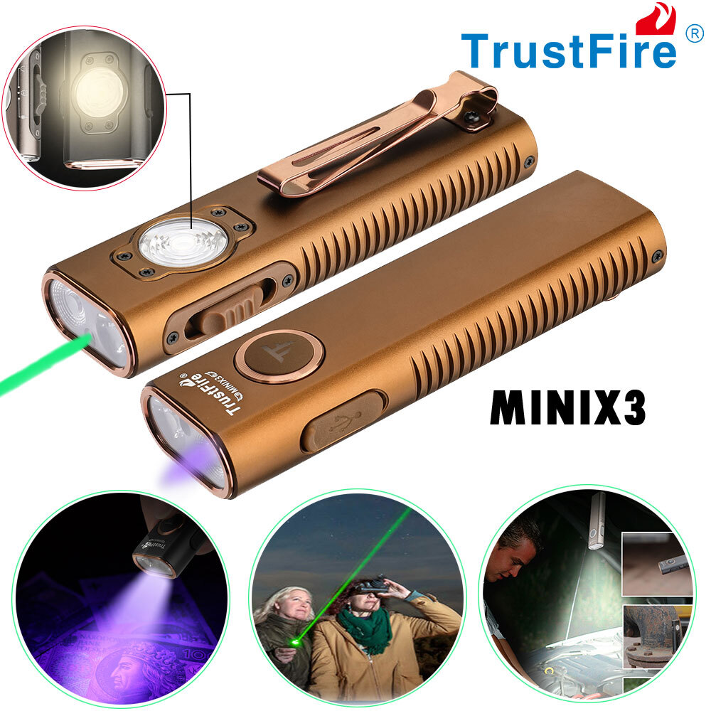 TrustFire MINIX3 1050LM Type-C LED Flashlight Magnetic UV light + Pointer Torch
