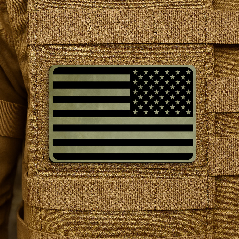 Reversed American Flag Morale Patch, 2" X 3" Hook & Loop Plate Carrier Patch