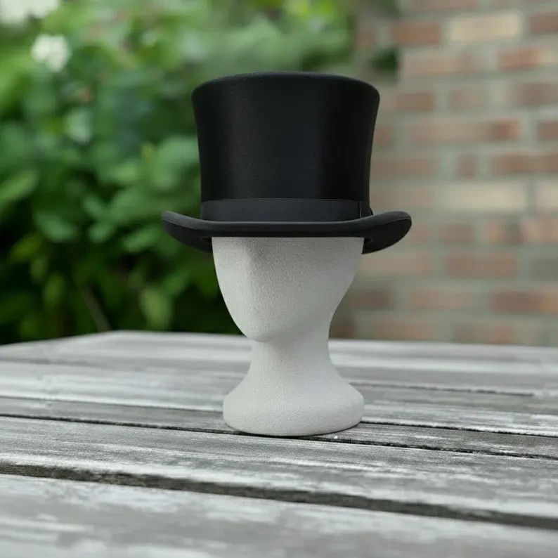 Handmade 100% Silk Very Tall Top Hat – Classic Formal Vintage Style Hat Premium