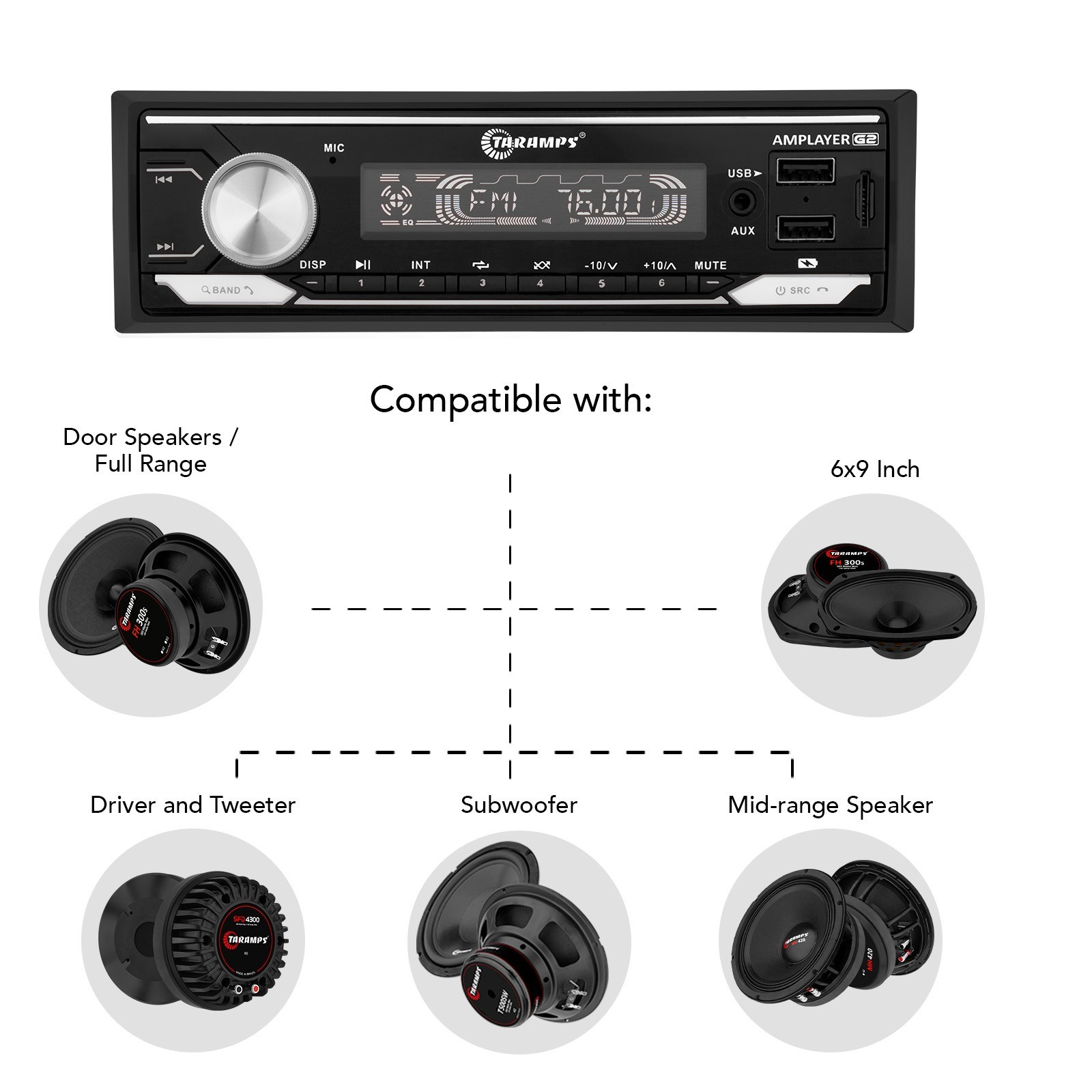[US SELLER] Taramps AMPLAYER G2 400W 4CH Bluetooth Car Audio Receiver w/ Remote