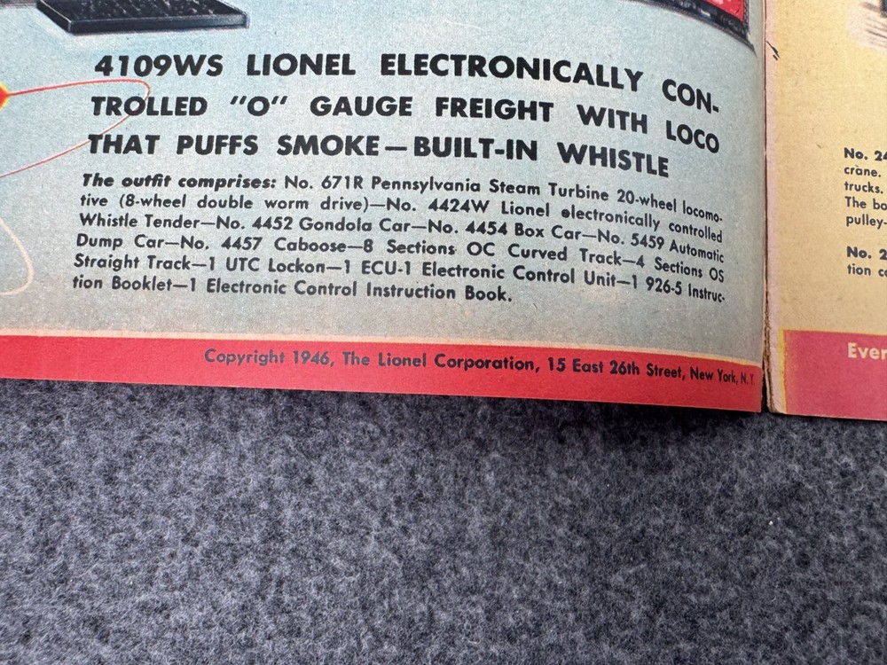 1946 Lionel Model Train Catalog