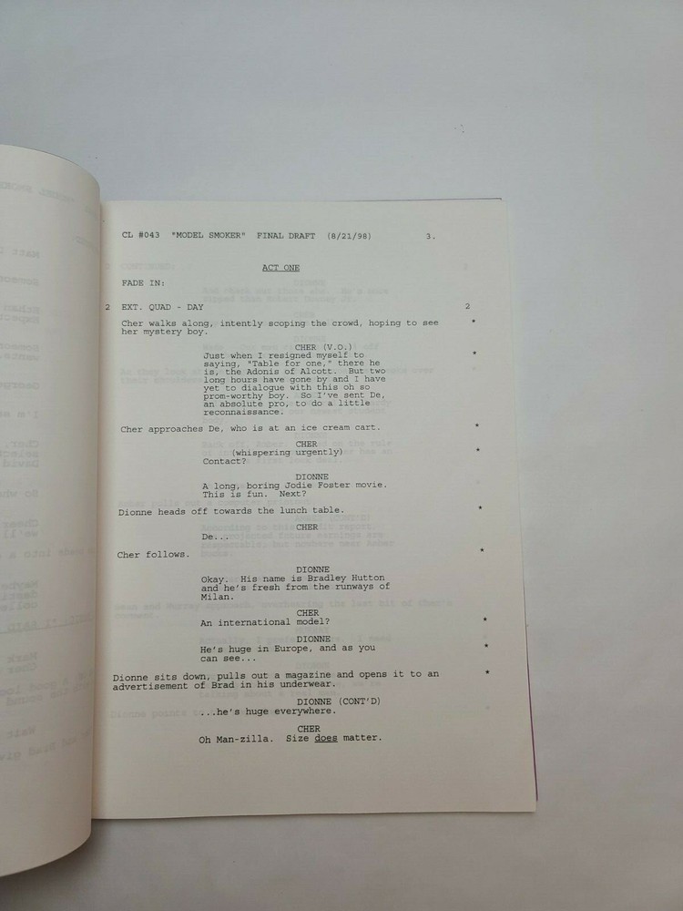 CLUELESS / David Hamburger 1998 TV Script, Donald Faison "Model Smoker"