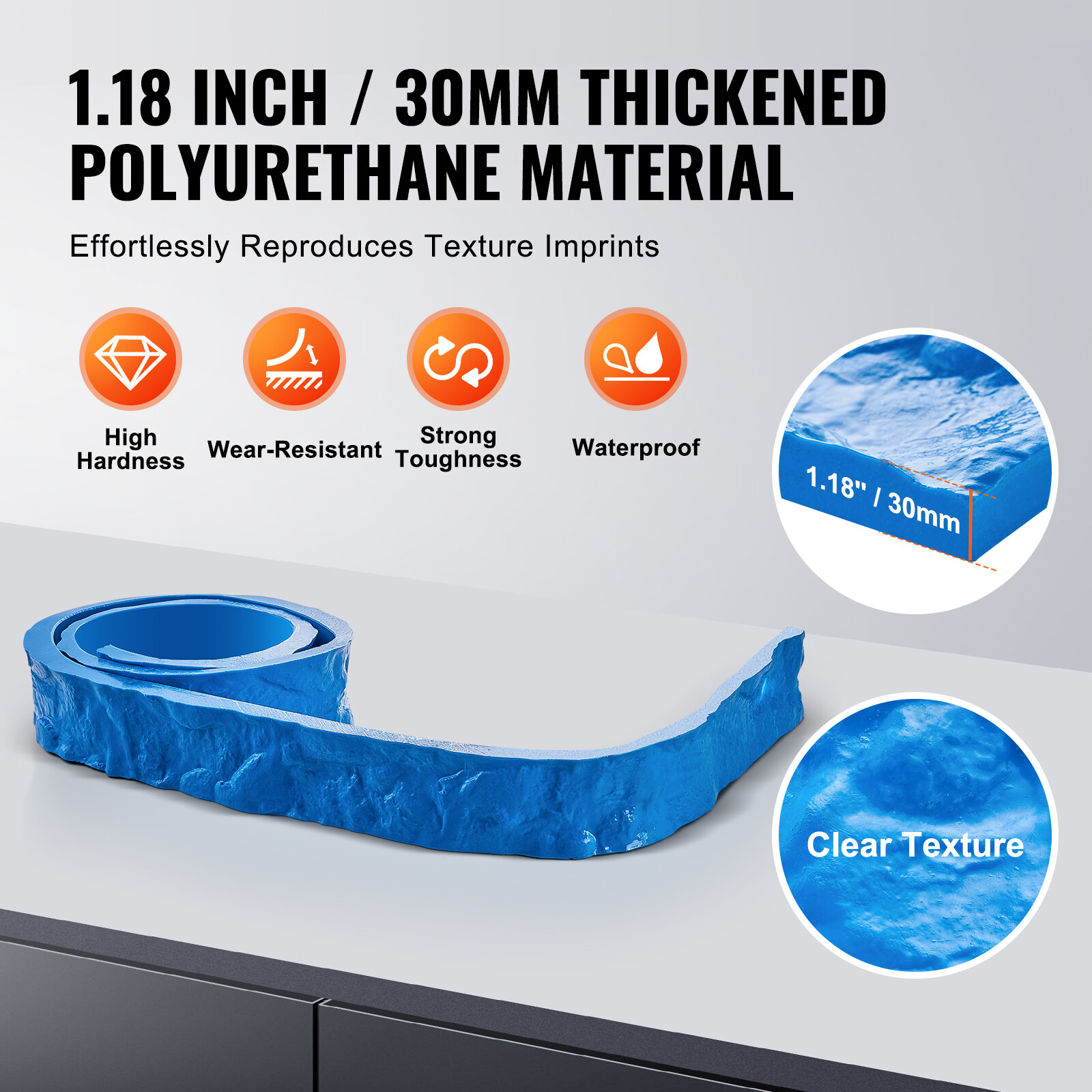 VEVOR Concrete Stamps 91 x 3 in Rectangular Polyurethane Stamp Stone Mat