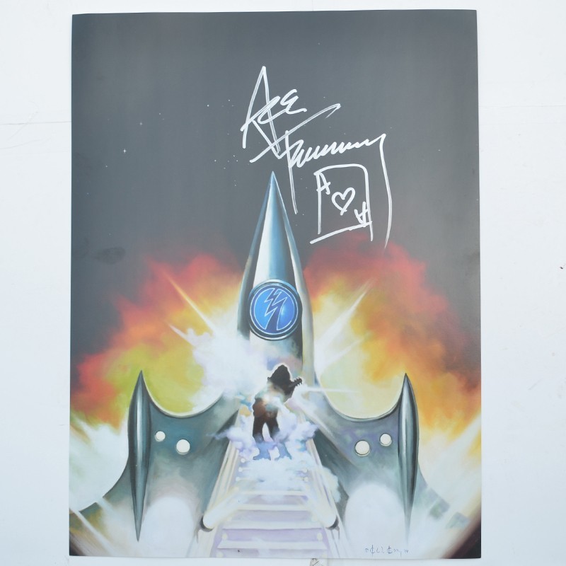 Ace Frehley autographed Space Invader 18x24 Lithograph Ships Free In USA Rolled