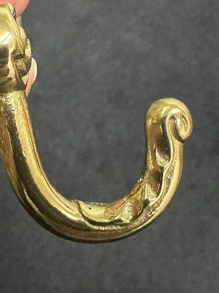 Vintage Solid Brass Plume Intricate Coat Hook