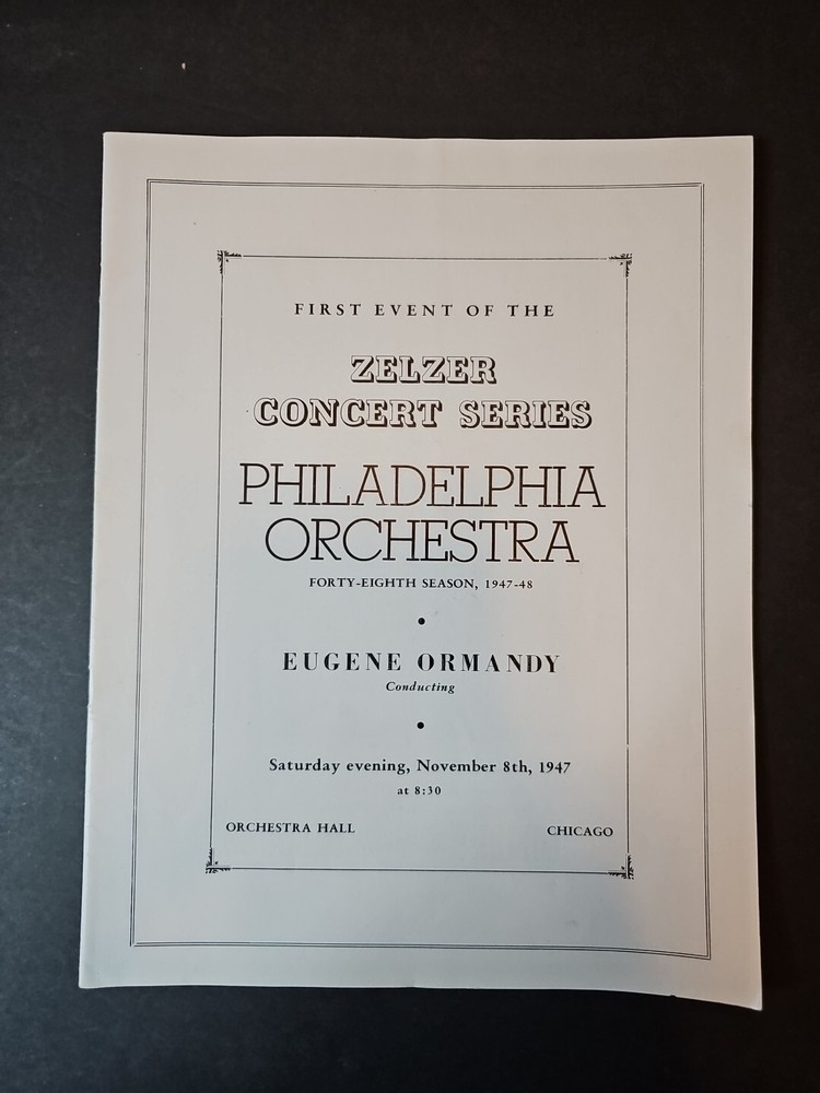 The Philadelphia Orchestra 48th Season 1947-48 Eugene Ormandy Playbill Program
