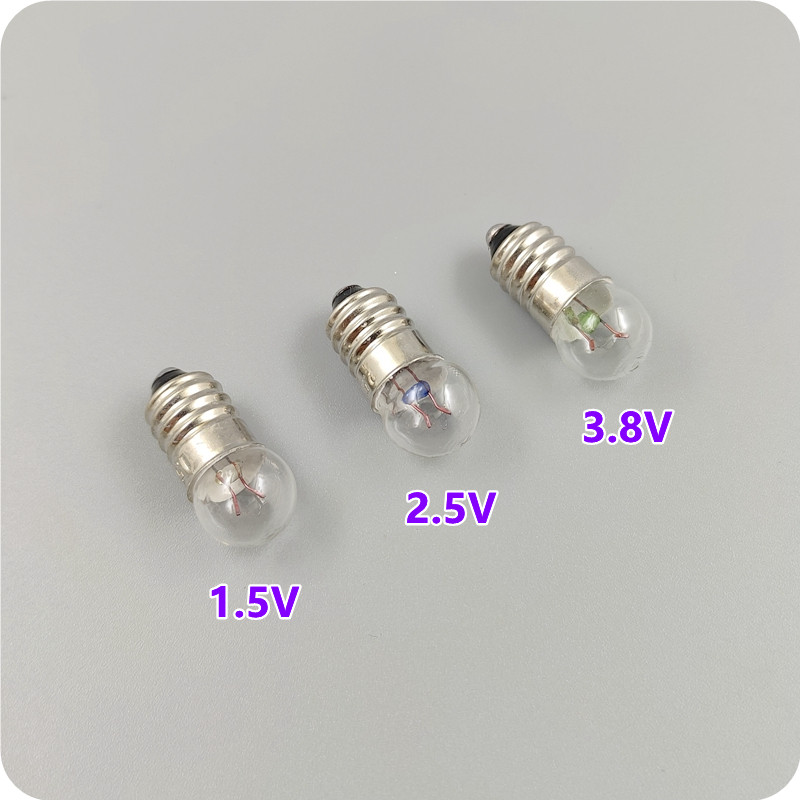 10pcs threaded small light bulb 1.5 2.5 3.8v0.3A physics experiment