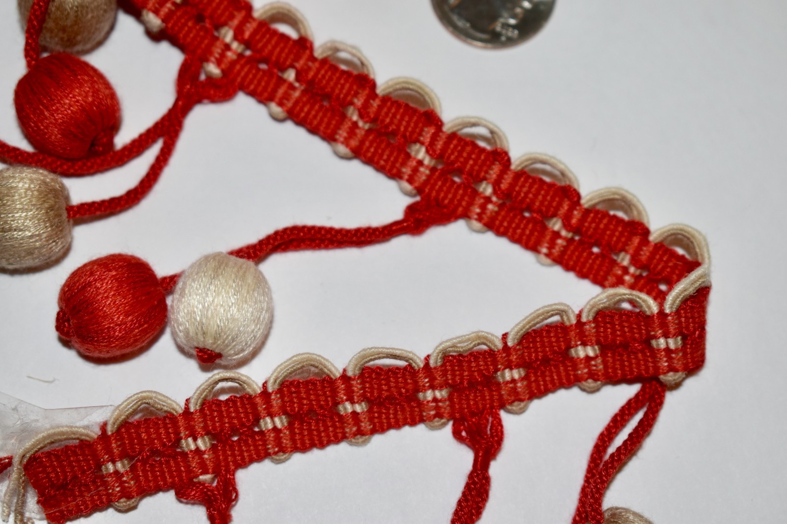 2.67 yd (96") Samuel & Son VERANDA LINEN TASSEL FRINGE Geranium Coral 3.5"w Trim