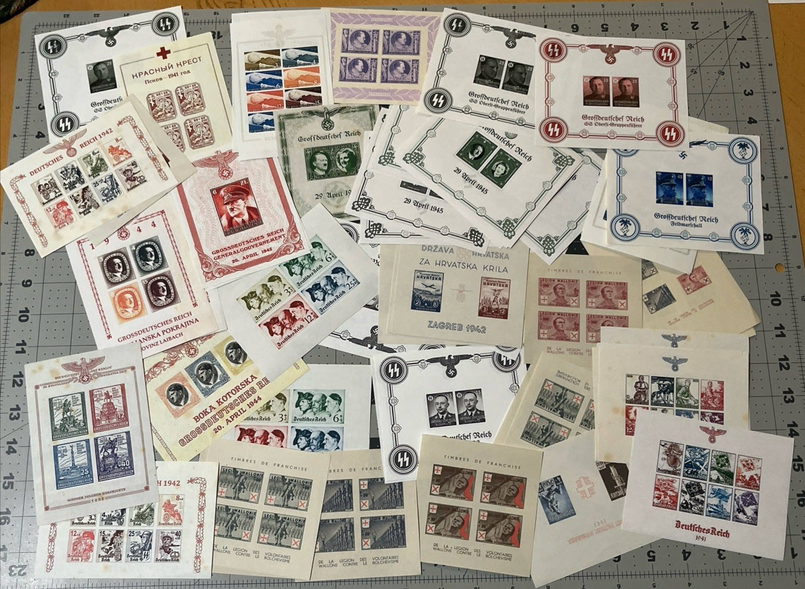 X5 Nazi Germany Souvenir Sheet Stamps Third Reich WWII WW2 Military