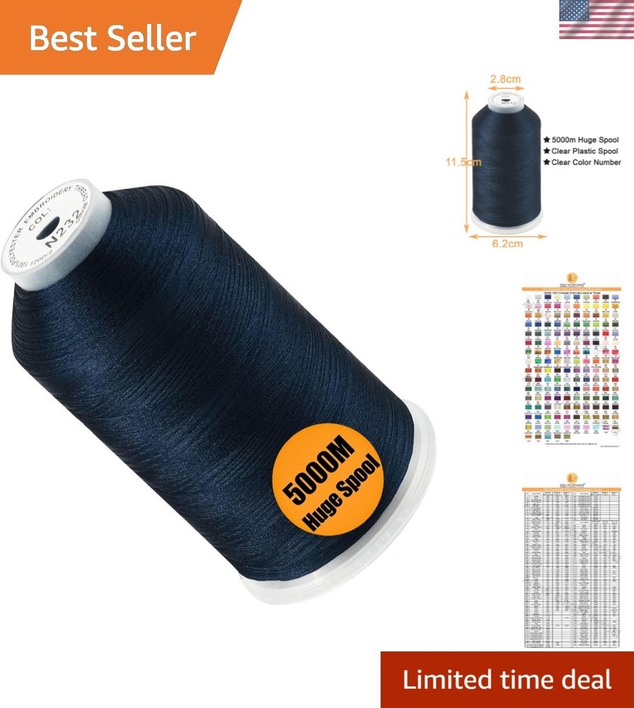 Single Huge Spool 5000M Each Polyester Embroidery Machine Thread 40WT for Com...