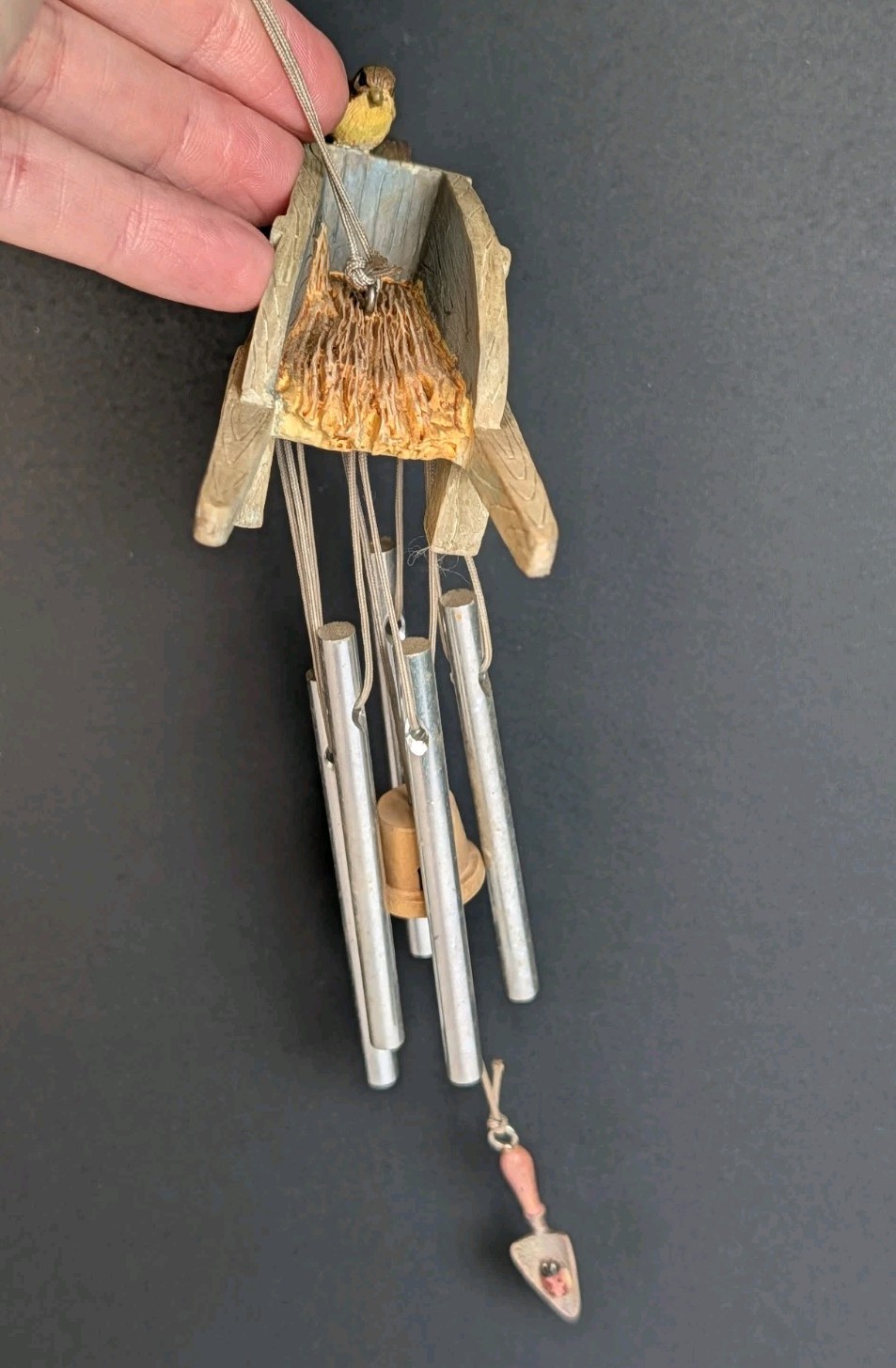 Marjolein Bastin Sketchbook Birds in a Flower Basket Wind Chimes Resin & Metal