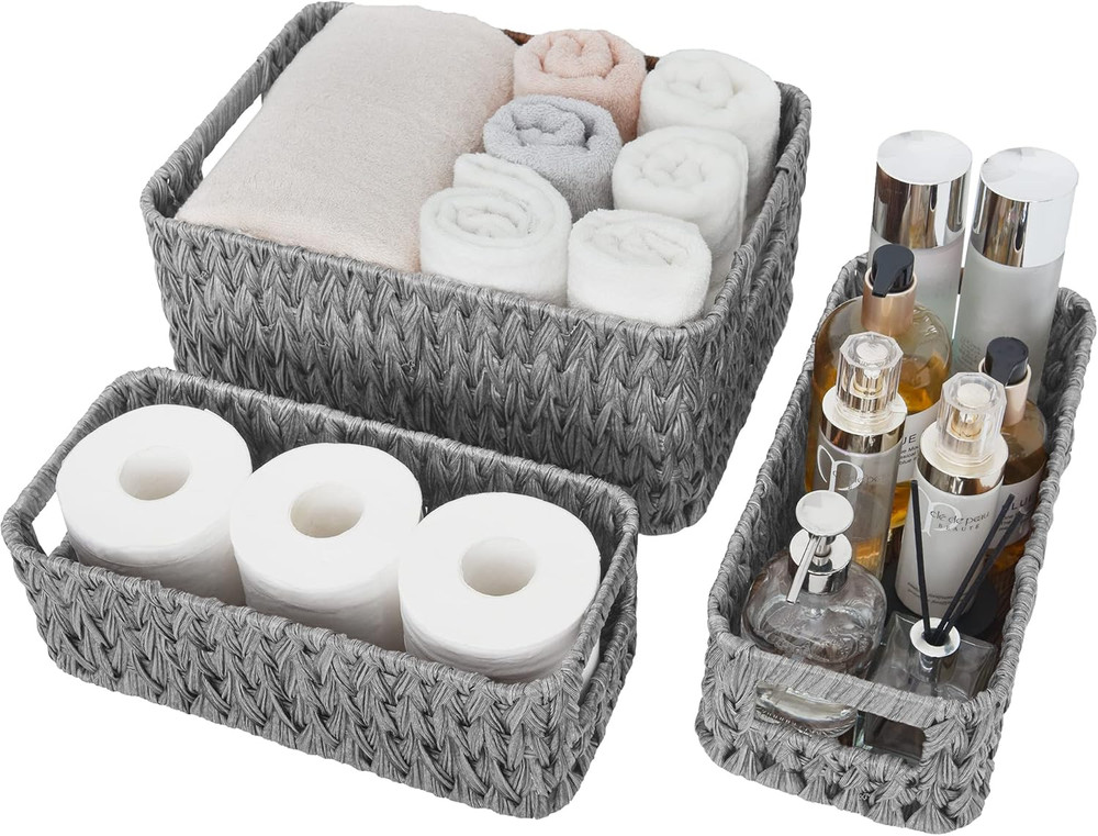 Bundle of 3-Pack Wicker Baskets & 3-Pack Wicker Storage Baskets