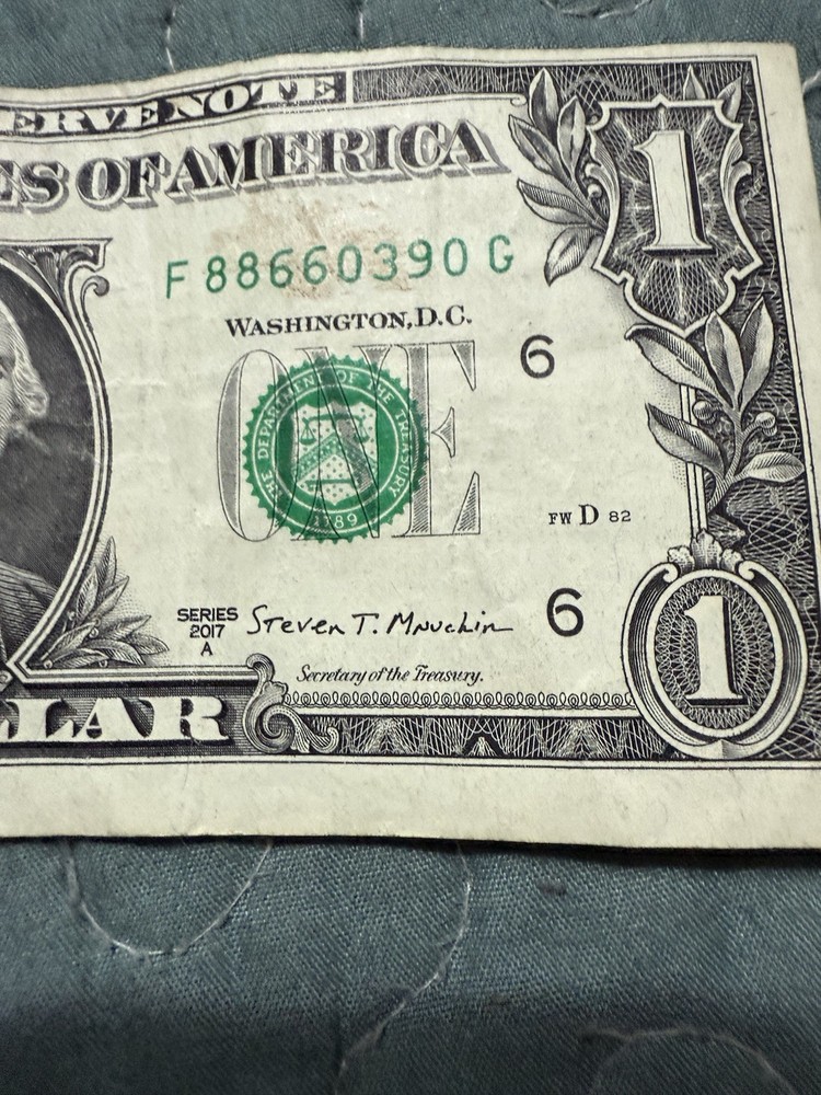 2017 A $1 Error Misaligned/Misprint/Miscut/Offset/Front and Back/Atlanta Resrv