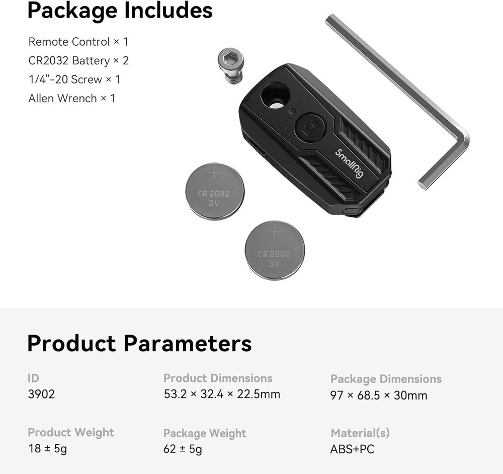 SmallRig Bluetooth Wireless Remote Controller for Sony A7R IV/Canon/Nikon