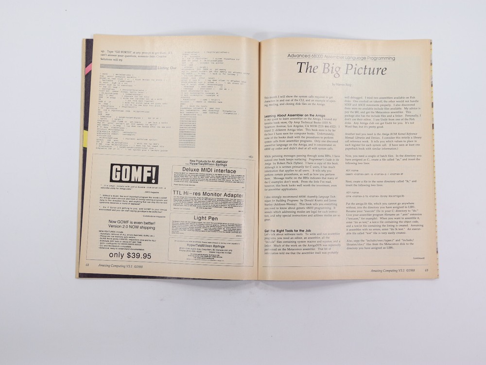 Amazing Computing Magazine Commodore Amiga Vol 3 # 1 Count on the Amiga BSpread