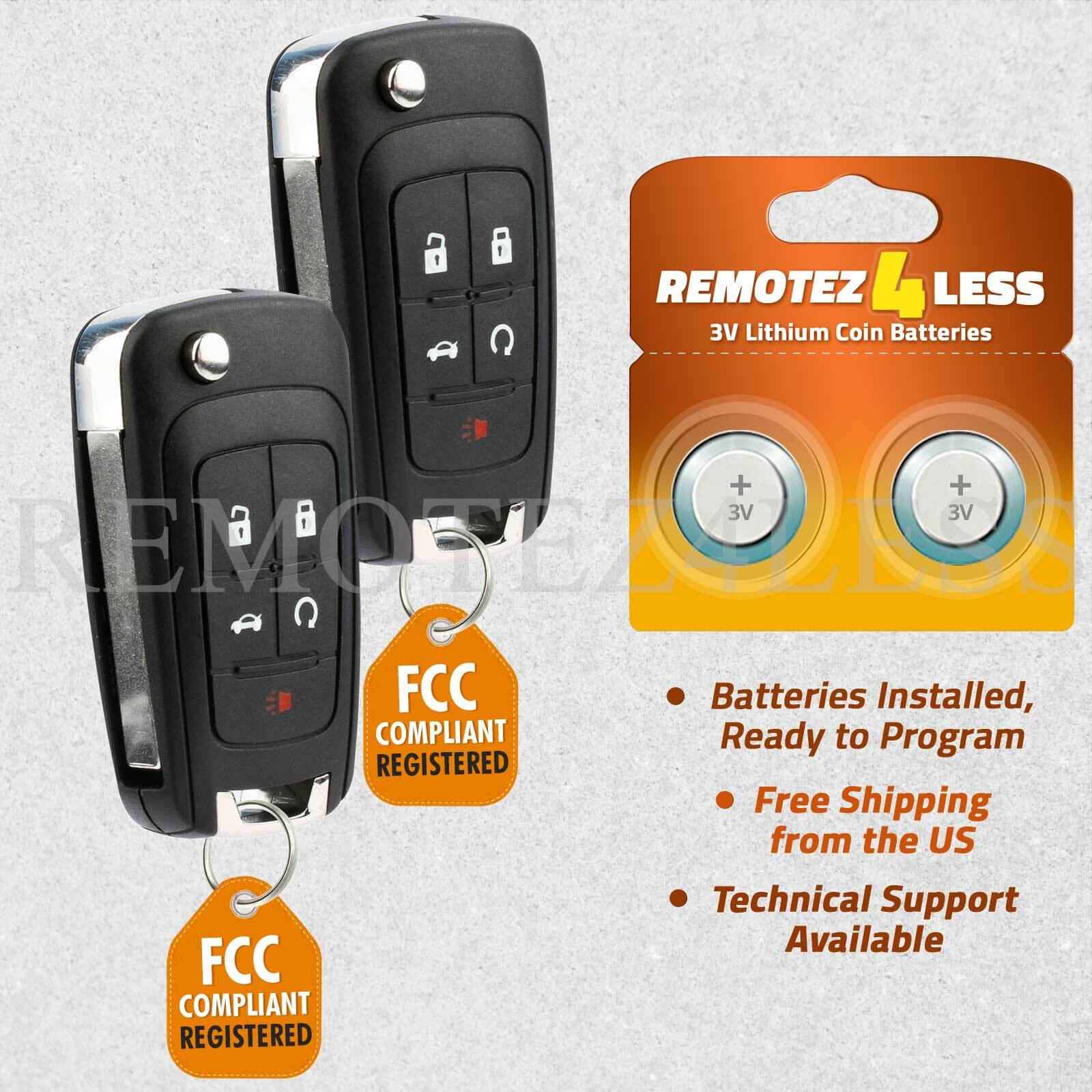 2 For 2012 2013 2014 2015 2016 2017 Chevy Sonic Keyless Entry Remote Car Key Fob