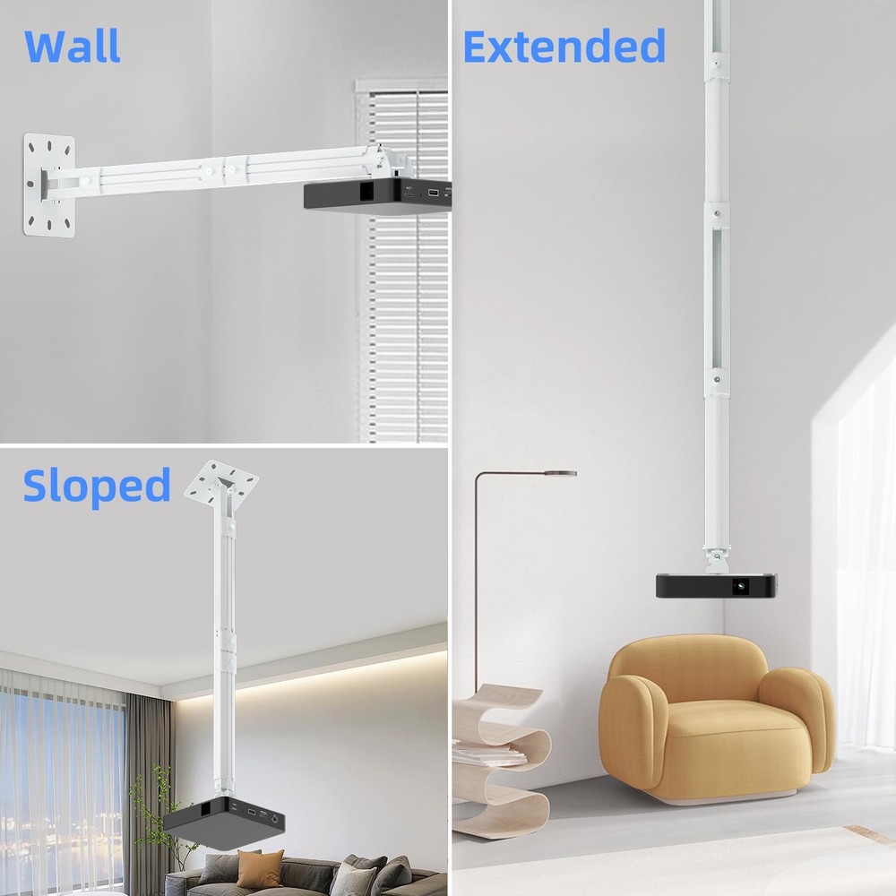 49 Inch Extended Mini Projector Ceiling Mount Adjustable Wall Thread PR05LMINIW