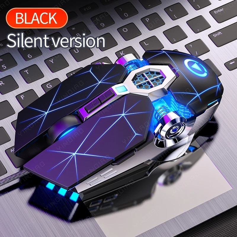 Ergonomic Wired Gaming Mouse RGB Mute Mouse LED Backlit 3200dpi 6 Button USB