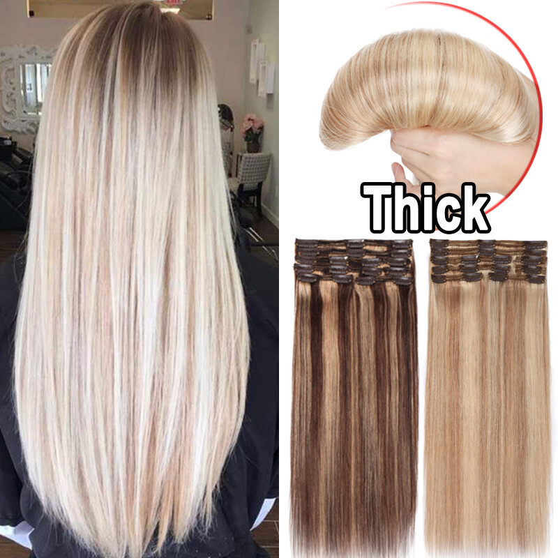Real THICK 160g++ Double Weft Clip In Remy Human Hair Extensions Full Head XL462