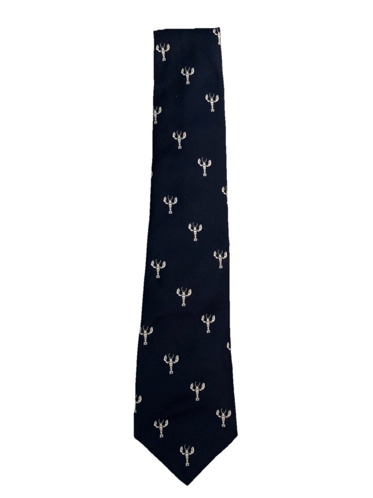 L.L. Bean Lobster Tie Navy Blue Silk Blend Necktie Vintage Youth 50”x3-1/2”