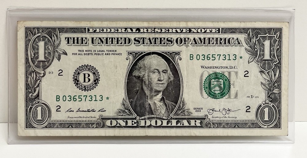 $1 2013 B Duplicate FW Star Note B03657313