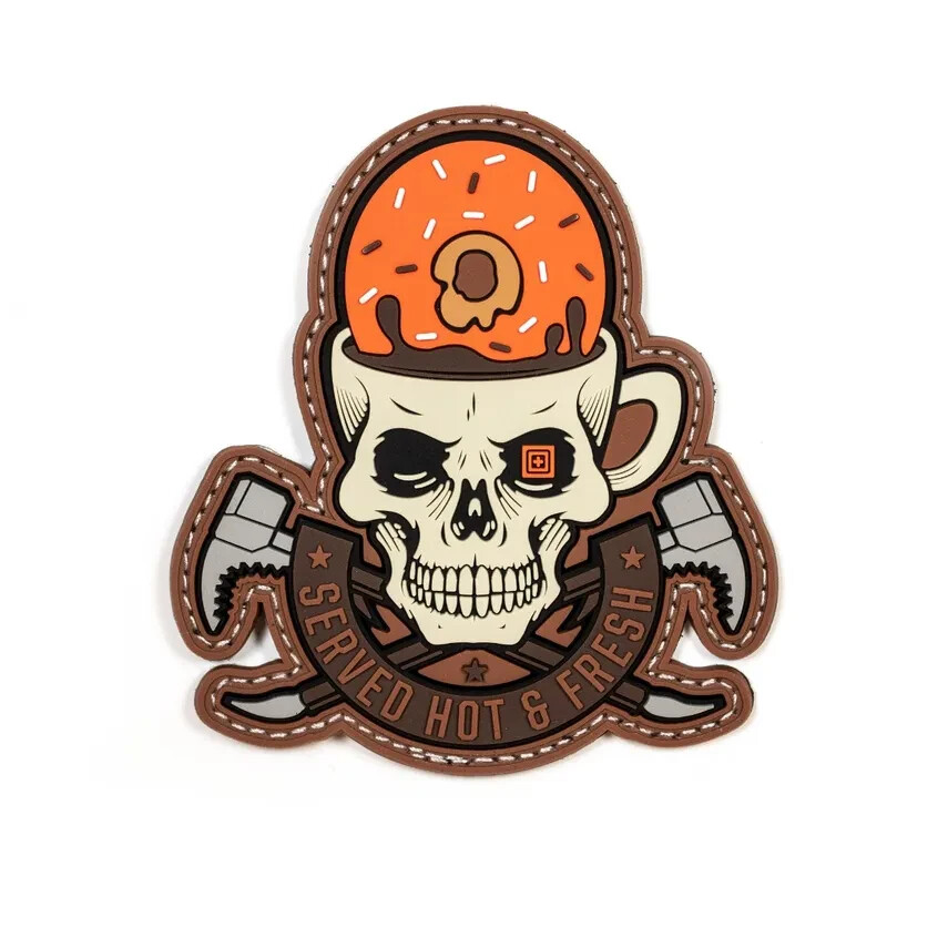 5.11 Tactical Donuts Served Hot Patch Laser Cut Hook-Back PVC Patch Style# 82044