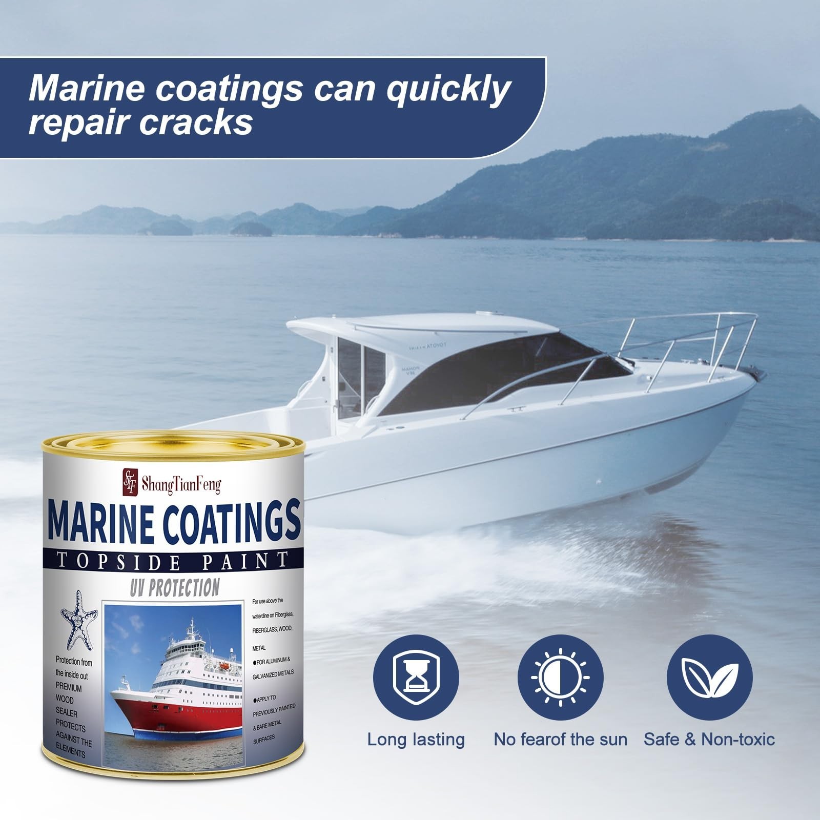 Marine Boat Paint 32oz Brilliant Black - Deck & Aluminum Boat Bottom Paint