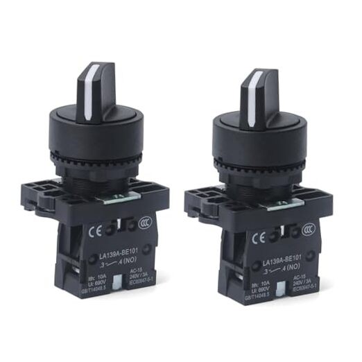 2PCS 22MM 2 Position Selector Switch Maintained 1NO 2 Position Maintained