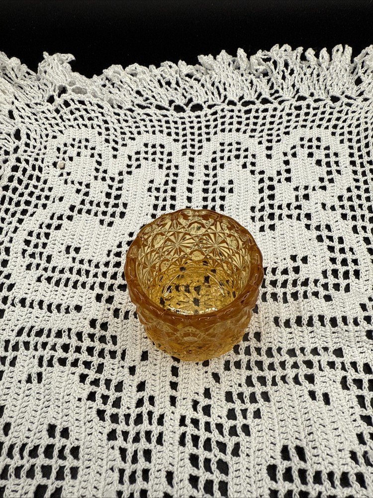 Vintage 1970’s Amber Daisy & Button L. G. Wright Open Salt