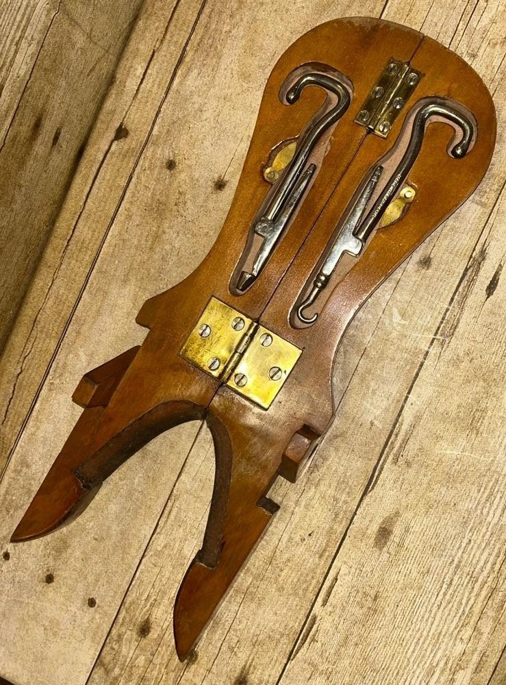 WW1 Military Campaign English Boot Jack & Boot Pulls - Button Hook & Hole Punch
