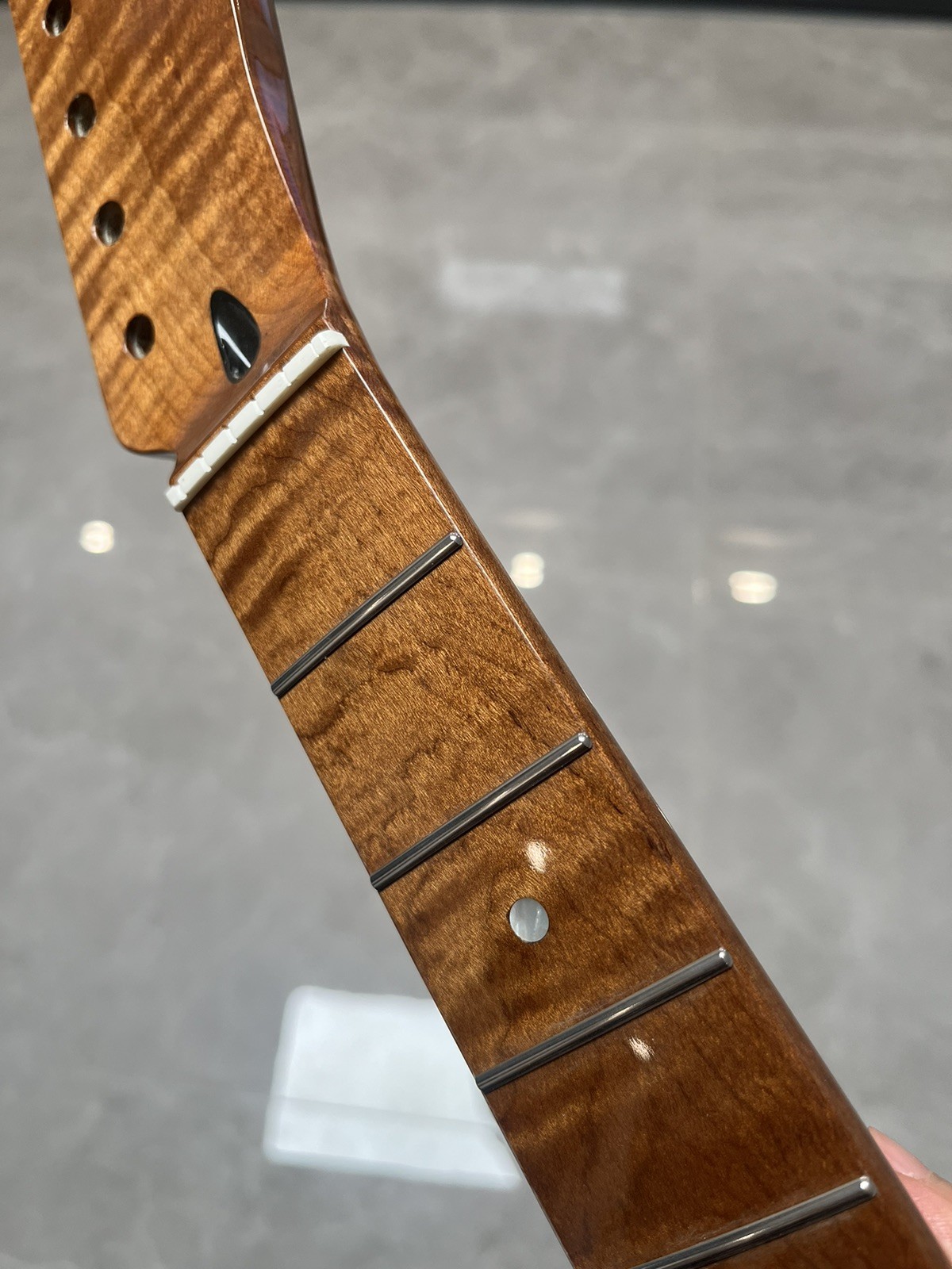 NEW Stainless 21fret gloss DIY Roasted Flame Maple electric guitar neck