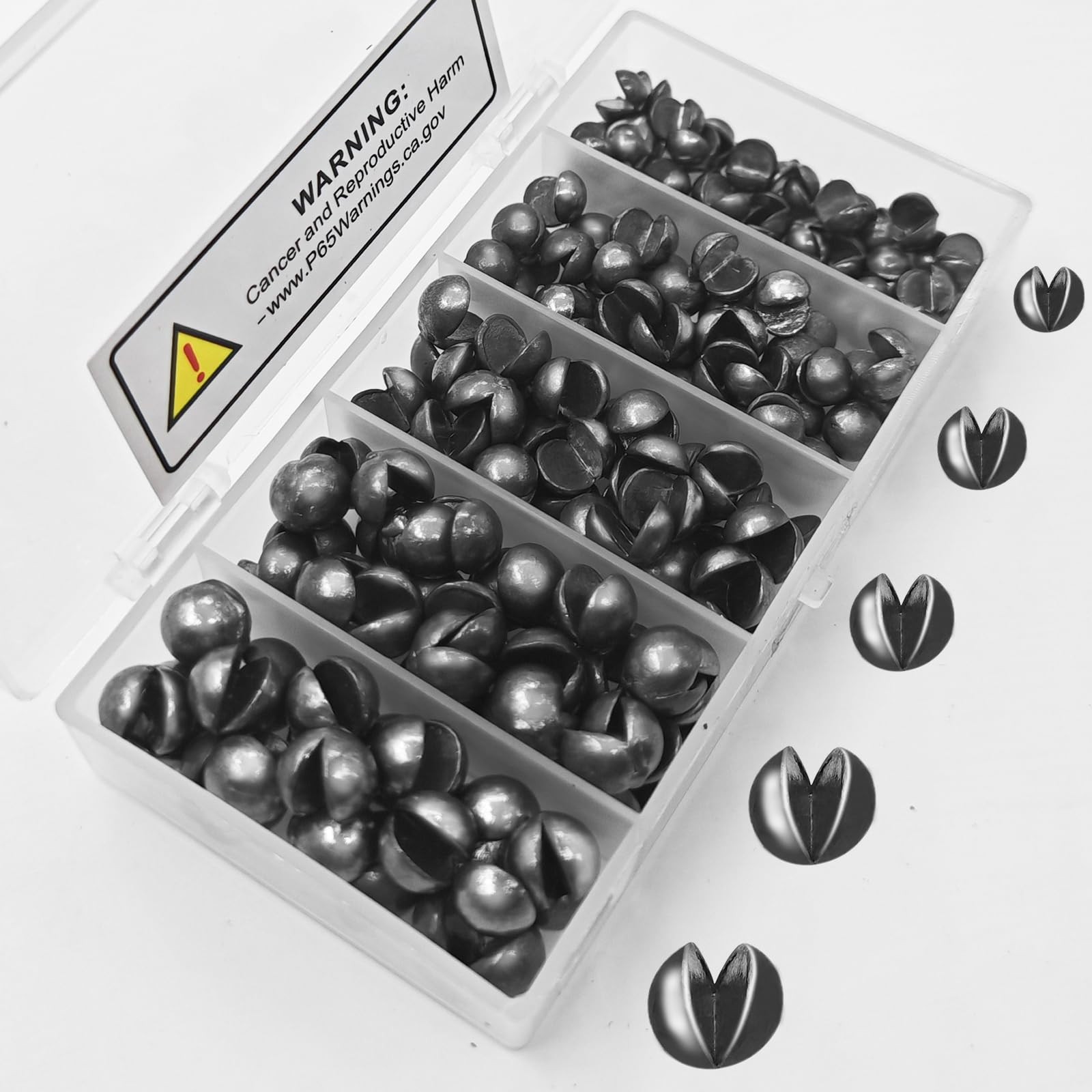 100/150Pcs Split Shot Fishing Weights – Premium Removable Fishing Sinkers,5/6 Si