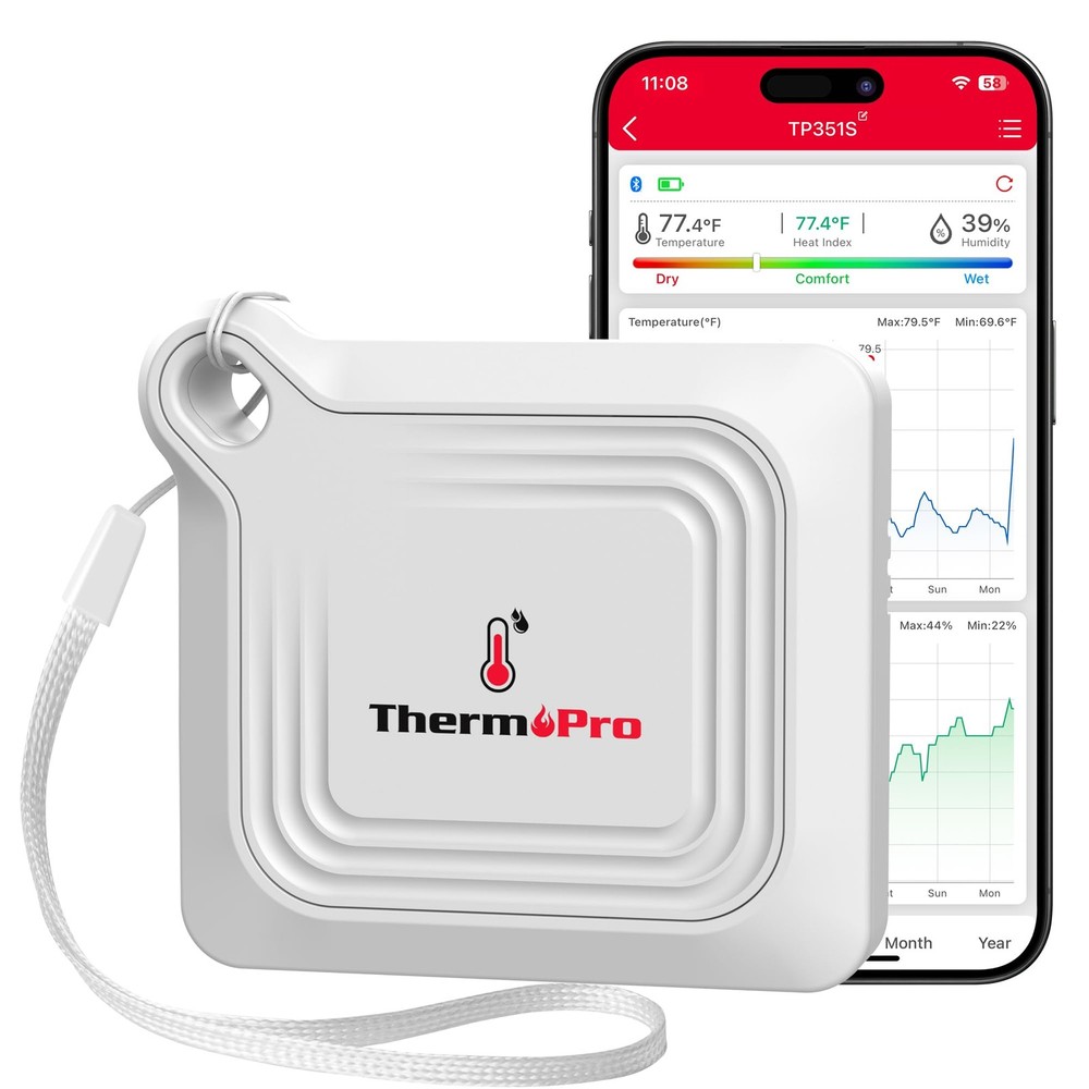 ThermoPro Bluetooth Thermometer Hygrometer, 260FT Range Temperature White