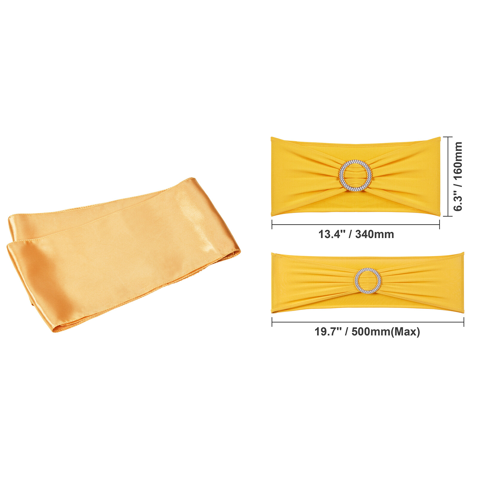 VEVOR 50/100PCS Gold Stretch Spandex Chair Sashes Elastic Party Dining