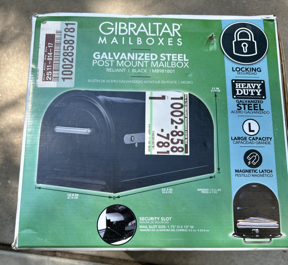 NEW LOCKING Mailbox Black NEVER OPENED Secure Safe LARGE Solar Group 236685