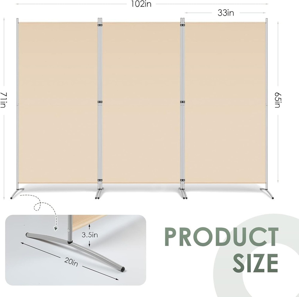 Versatile 3-Panel Freestanding Room Divider - Lightweight & Easy to Store