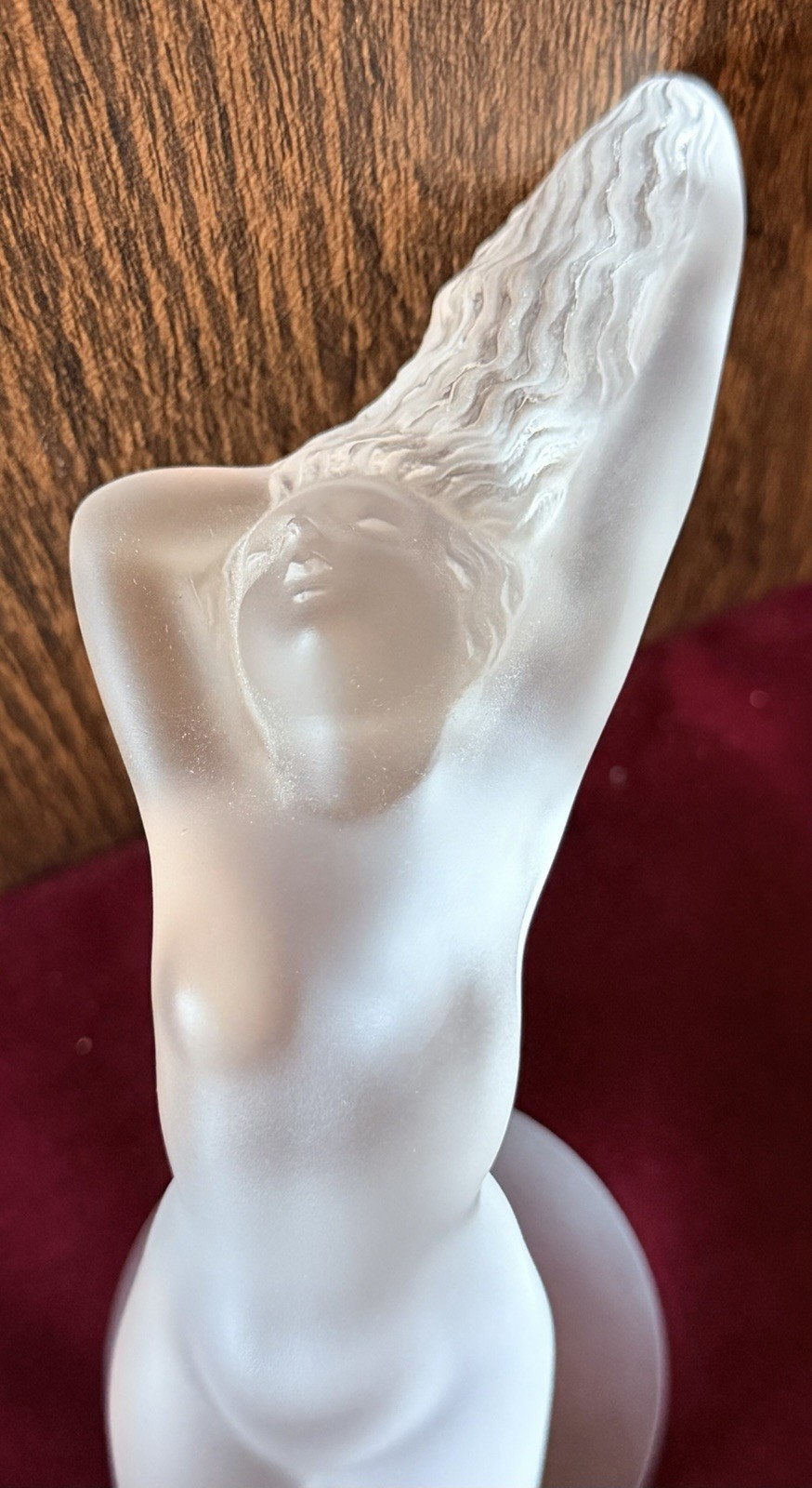 Vintage Lalique France 5” Frosted Crystal "Chrysis" Nude Woman Figurine With Box